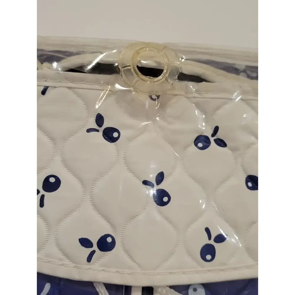 Vintage Jumbo Hanging Suit Garment Dress Clothes Bag Organizer Blue White Print